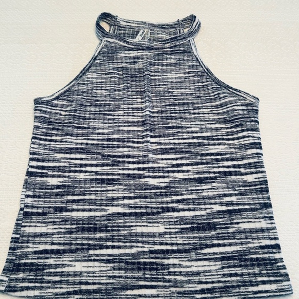 Mudd Black and White Striped Halter Tank Top L Large